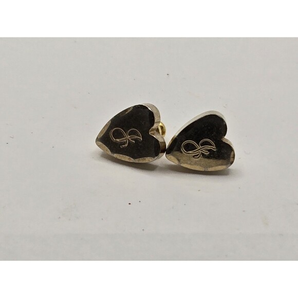 Goldtone Heart Pierced Earrings with "J" Engraved - Picture 2 of 3